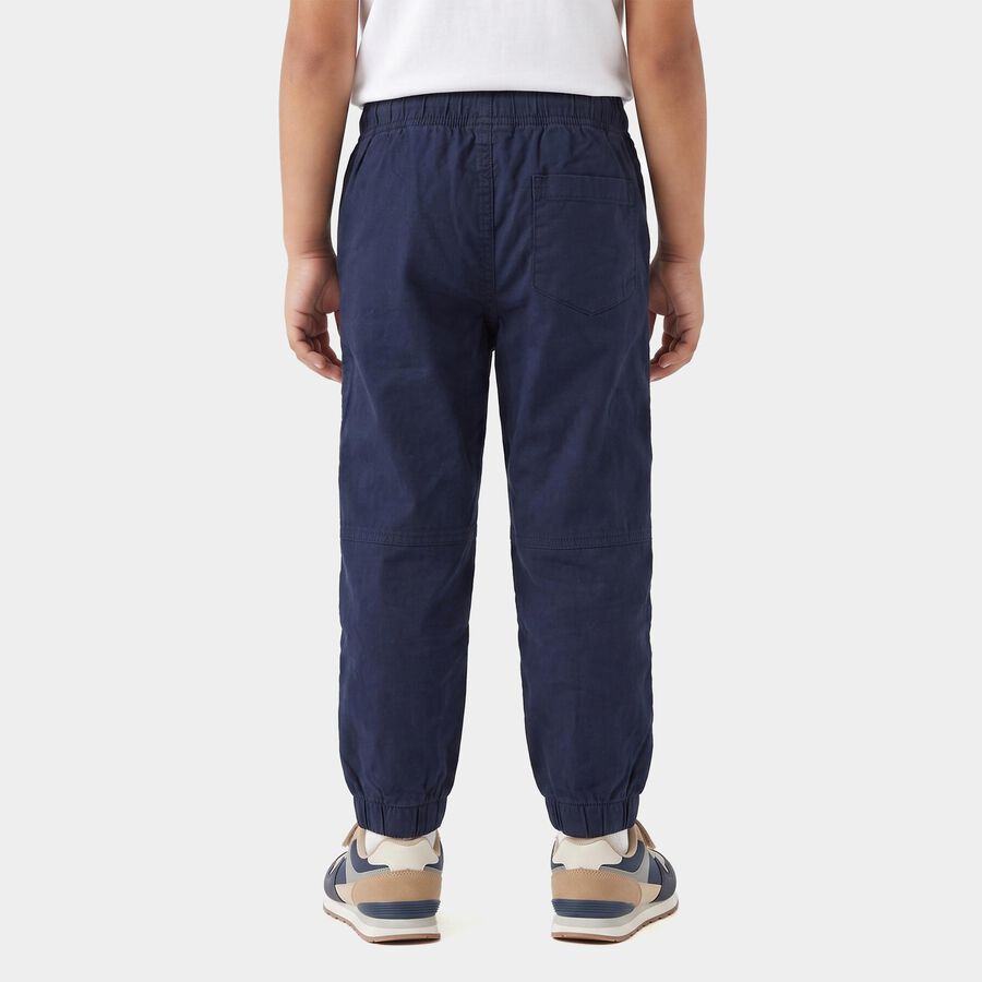 Boys' Navy Blue Logo Patch Jogger Trousers, नेवी ब्लू, large
