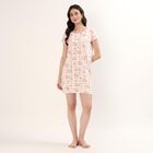 Women's Peach V-Neck Minimalist Nighty, Peach, small