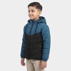 Boys Blue Hooded Puffer Jacket, Teal Blue, small