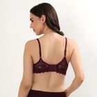 Women's Deep Maroon Padded V-Neck Classic Bra, वाइन, small