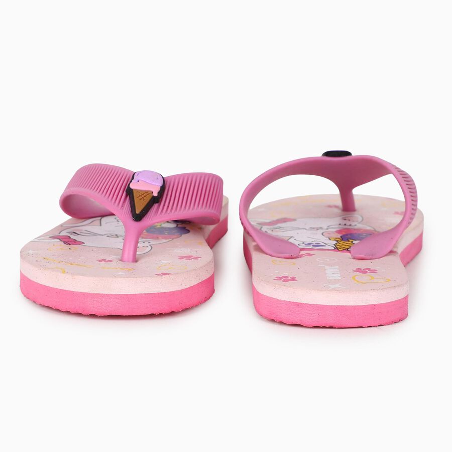 Kids Pink Character Print Flip-Flop Slippers, गुलाबी, large