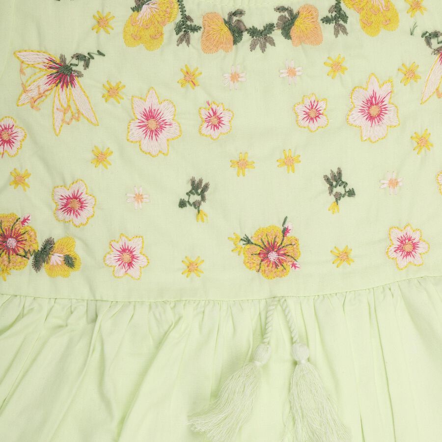 Girls' 100% Cotton Frock, Light Green, large image number null