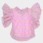 Girls Pink Round Neck Casual T-Shirt, Pink, small