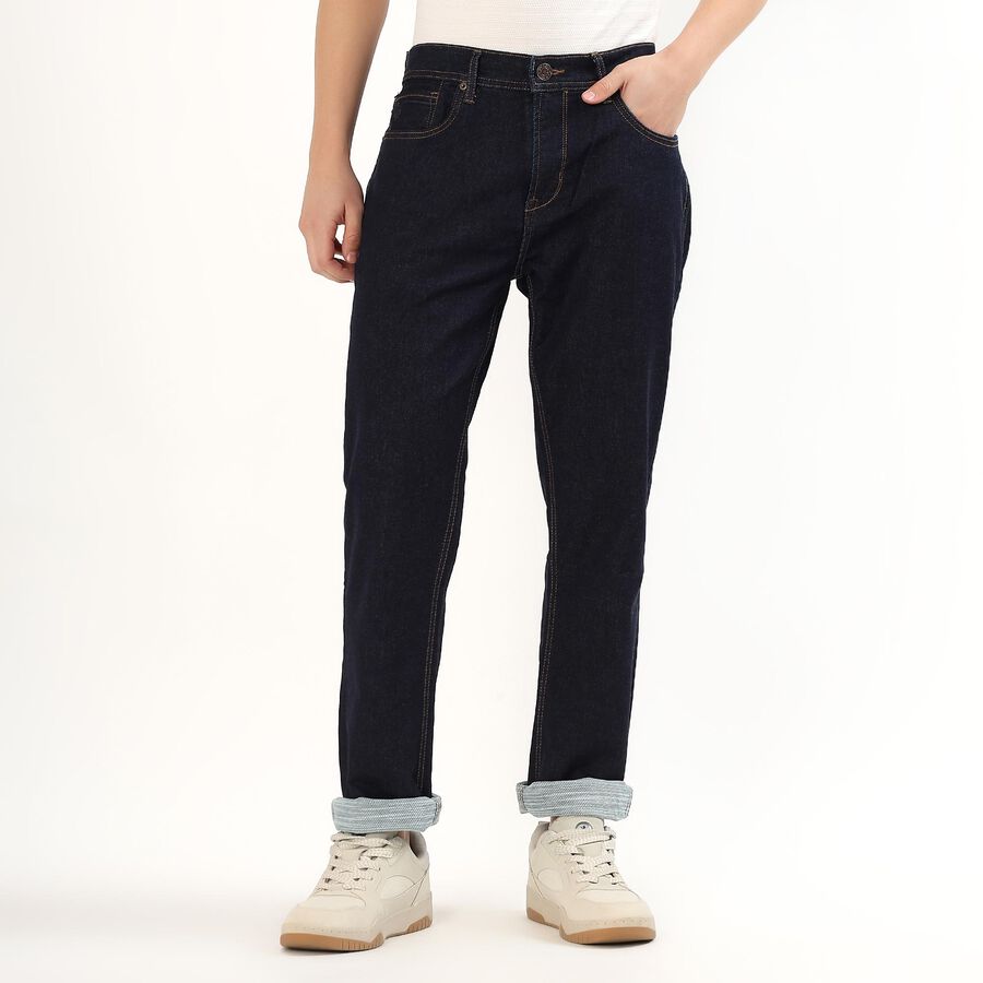 Men's Slim Fit Jeans, गहरा नीला, large image number null
