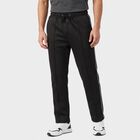 Men's Black Straight Fit Side-Striped Track Pants, Black, small