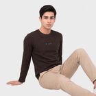 Men's Brown Round Neck Regular T-Shirt, भूरा, small