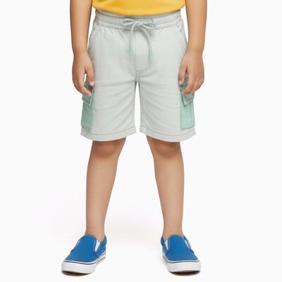 Boys Light Gray Cotton Elastic Waist Bermuda Shorts
