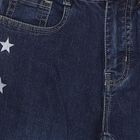 Girls' Dark Indigo Blue Straight Fit Star Print Jeans, Mid Blue, small image number null