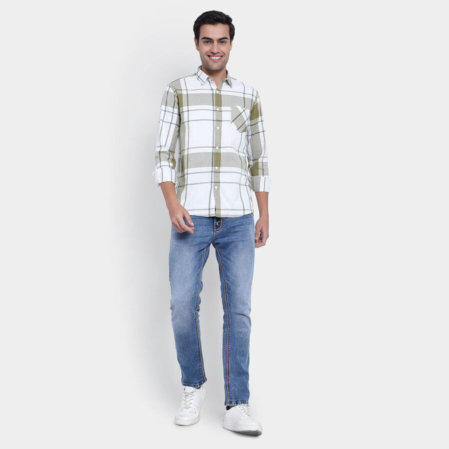 Cotton Checks Casual Shirt, Light Green, large image number null