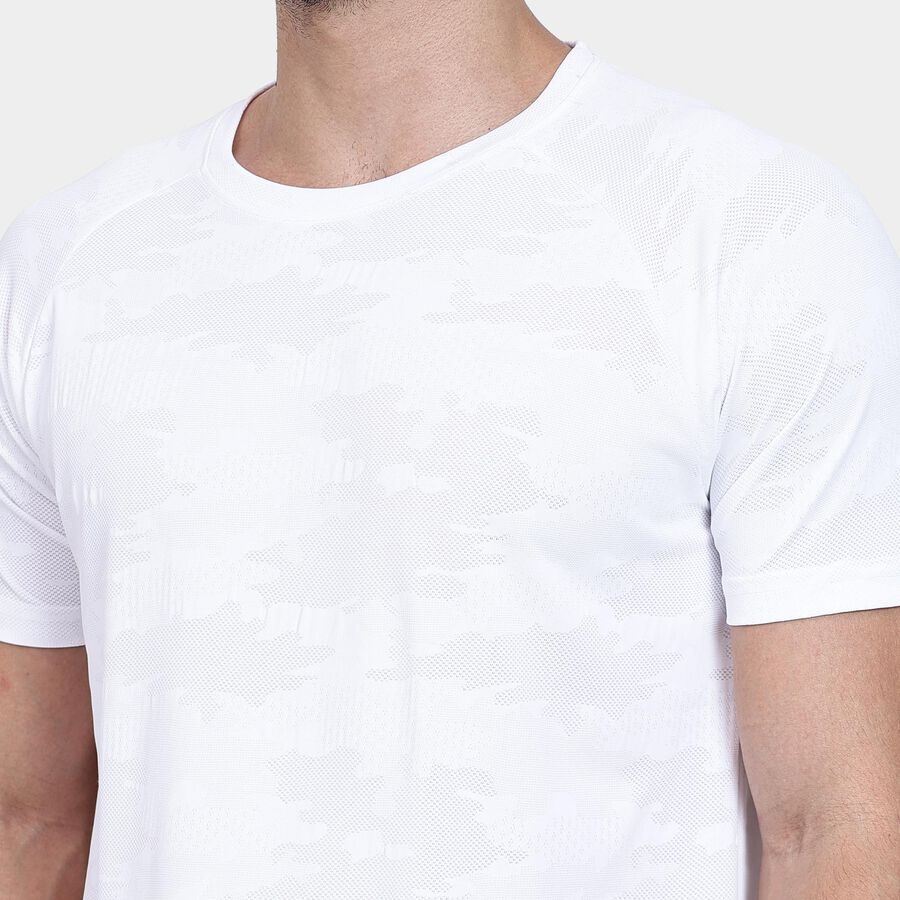 Men's Round Neck Half Sleeves T-Shirt , White, large image number null