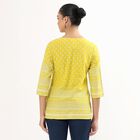 Women's Bright Yellow Round Neck Placement Printed Kurti, Yellow, small image number null