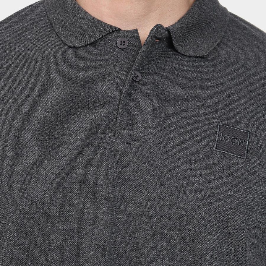 Men's Collared Half Sleeves T-Shirt, Charcoal, large image number null