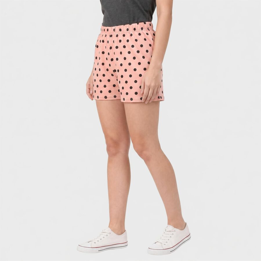 Women's Pink Regular Fit Polka Dot Shorts, गुलाबी, large