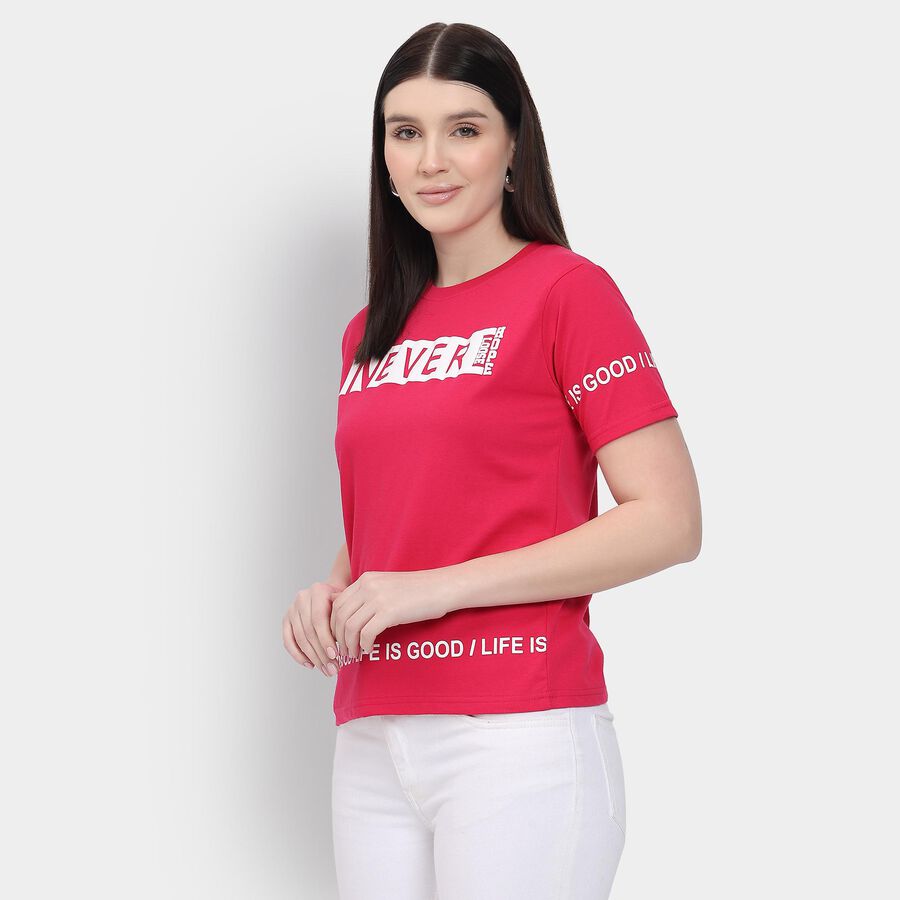 Ladies' Round Neck T-Shirt , Fuchsia, large