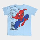 Boys Blue Cotton Round Neck Casual T-Shirt, Light Blue, small