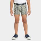 Boys Grey Regular Fit Printed Trunks, मिश्रित मध्यम ग्रे, small
