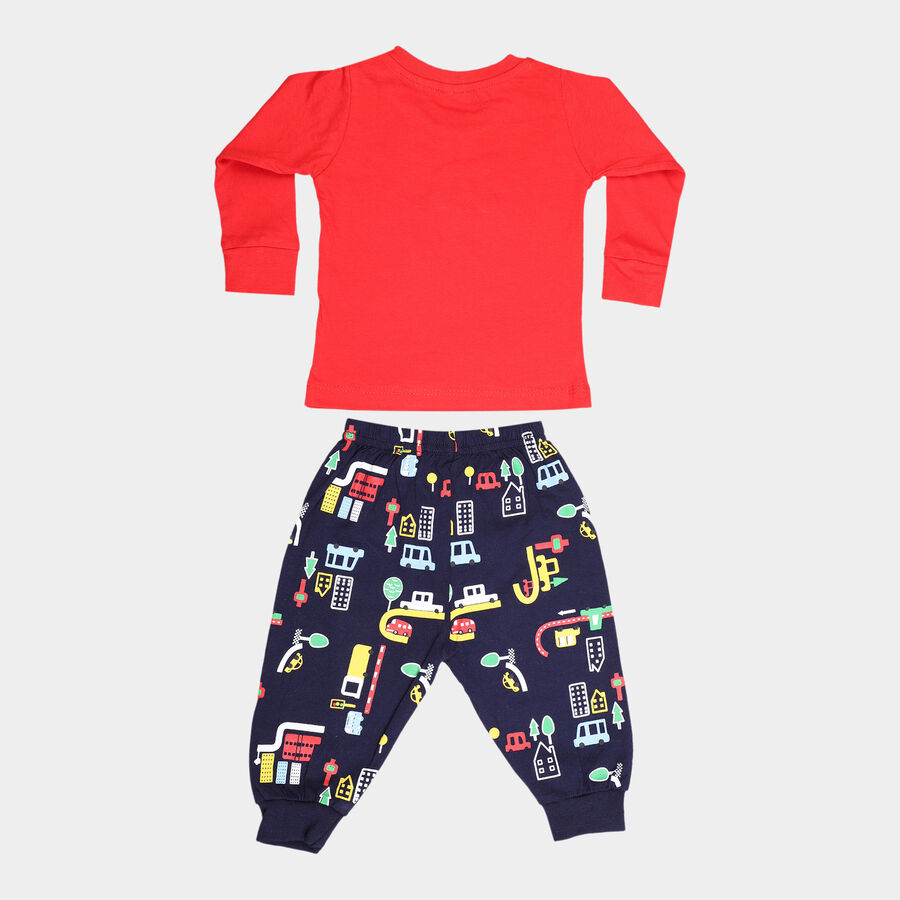 Infants Cotton Solid Baba Suit, Red, large image number null