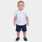 Infants Light Blue Cotton Half Sleeve Classic Casual Shirt, Light Blue, small