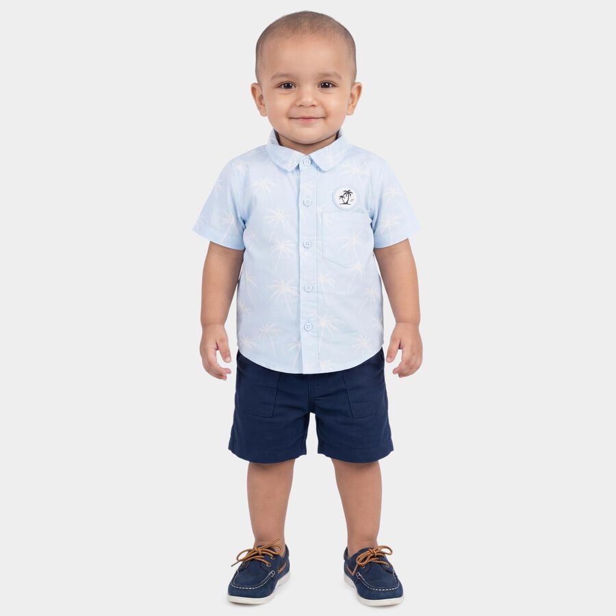 Infants Light Blue Cotton Half Sleeve Classic Casual Shirt, Light Blue, large