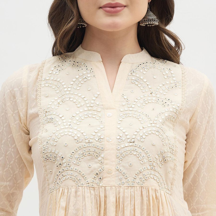 Women's Soft Cream Embroidered Ethnic Set, Off White, large