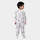 Boys Grey Crew Neck Graphic Print Baba Suit, Light Grey, small