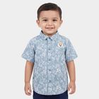 Infants Blue Cotton Half Sleeve Round Neck Casual Shirt, Teal Blue, small