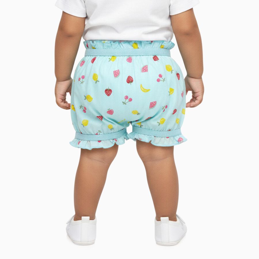 Infants Light Aqua Regular Fit Ruffled Bloomers, एक्वा, large image number null