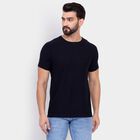 Men's Round Neck Half Sleeves T-Shirt, Navy Blue, small