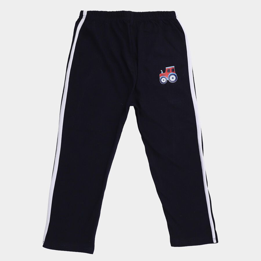 Infants' Midnight Navy Blue Regular Fit Tractor Graphic Cotton Pyjama, नेवी ब्लू, large