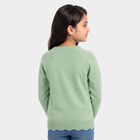 Girls' Sage Green Crew Neck Embellished Pullover, हल्का हरा, small