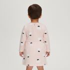 Infants' Soft Pink Cotton Printed Long Sleeve Frock, हल्का गुलाबी, small image number null