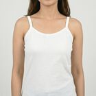 Women's White Cotton Sleeveless Minimalist Slip, सफ़ेद, small