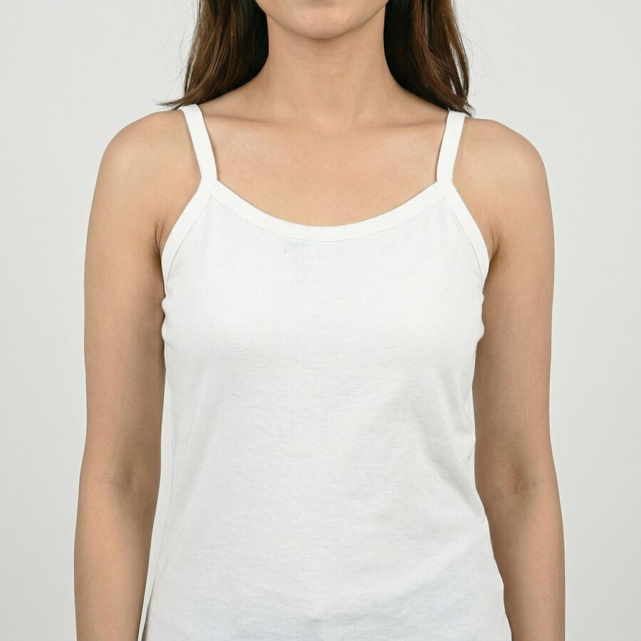 Women's White Cotton Sleeveless Minimalist Slip, सफ़ेद, large