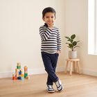 Boys' Navy Blue High Neck Striped Pullover, Navy Blue, small
