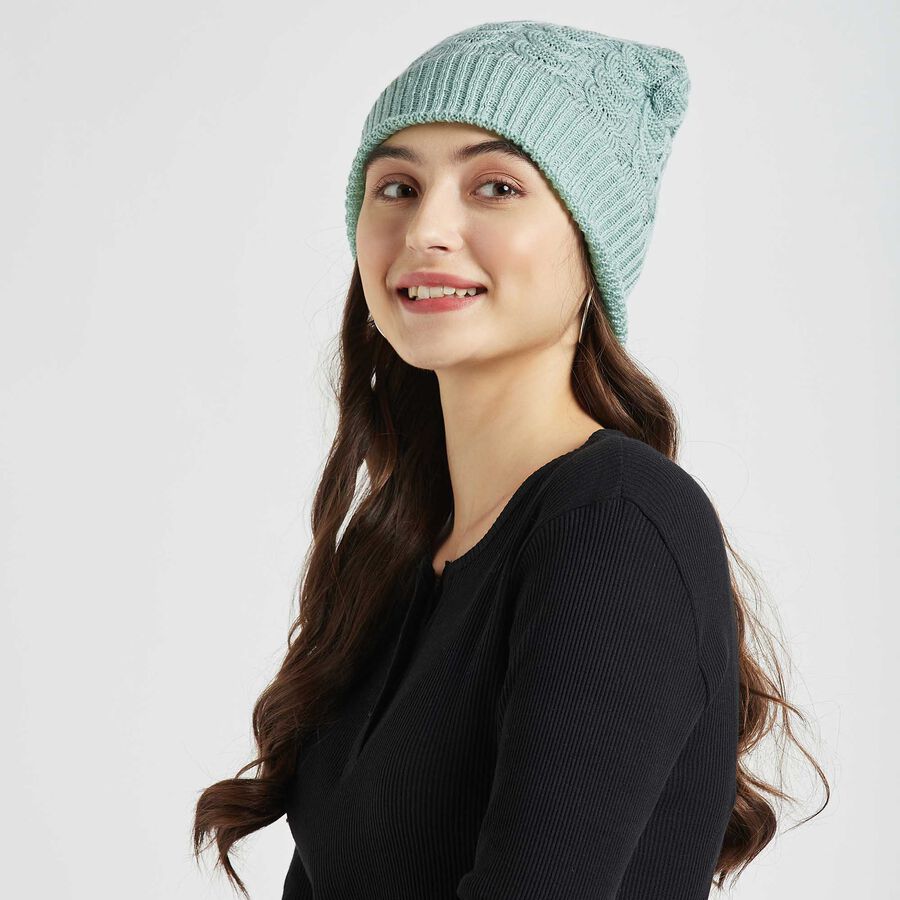 Solid Beanie Winter Cap, Light Green, large image number null