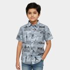 Boys' Light Grey Cotton Half Sleeve Classic Collar Casual Shirt, Light Grey, small