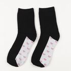 Women's Jet Black Regular Fit Ankle-Length Heart Pattern Socks, Black, small