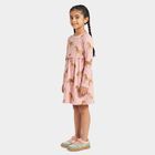 Girls Pink Horse Printed Fit and Flare Frock, Light Pink, small