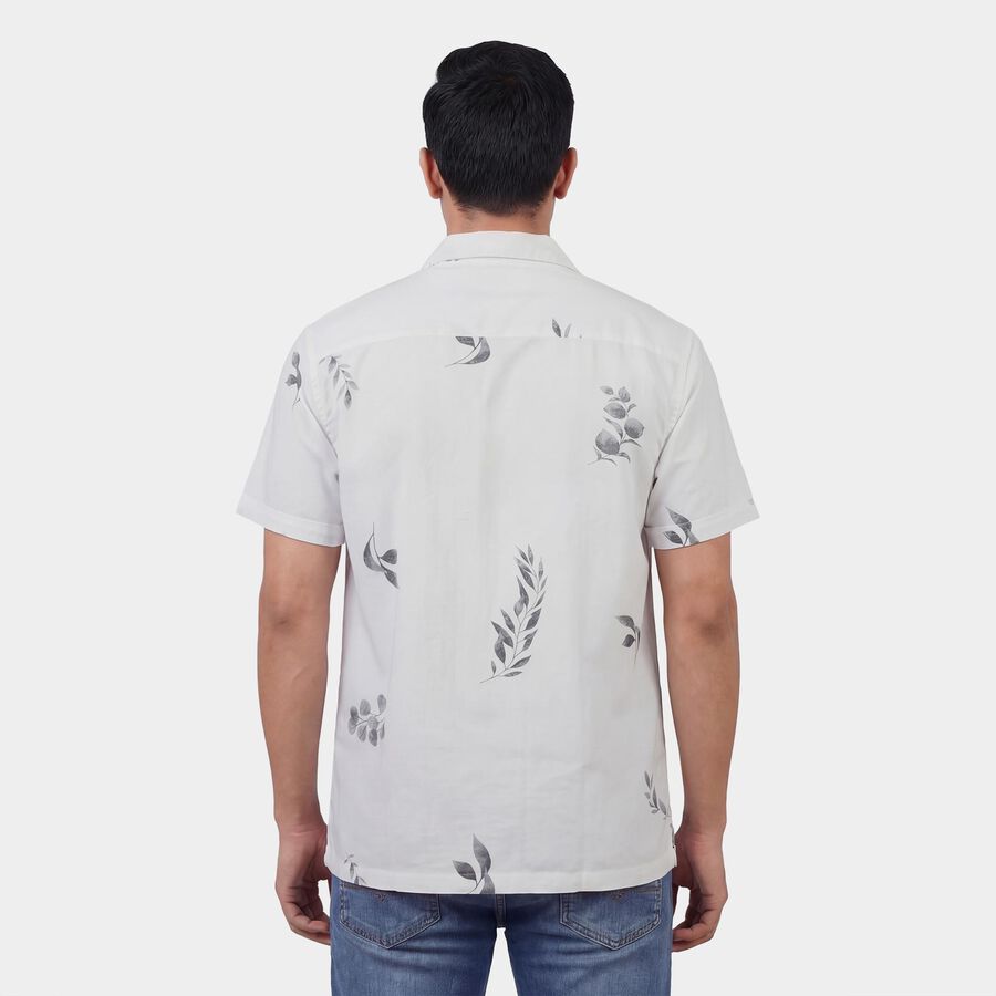 Men's White Cotton Classic Collar Casual Shirt, सफ़ेद, large