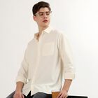Men's Off-White Classic Collar Casual Shirt, ऑफ व्हाइट, small