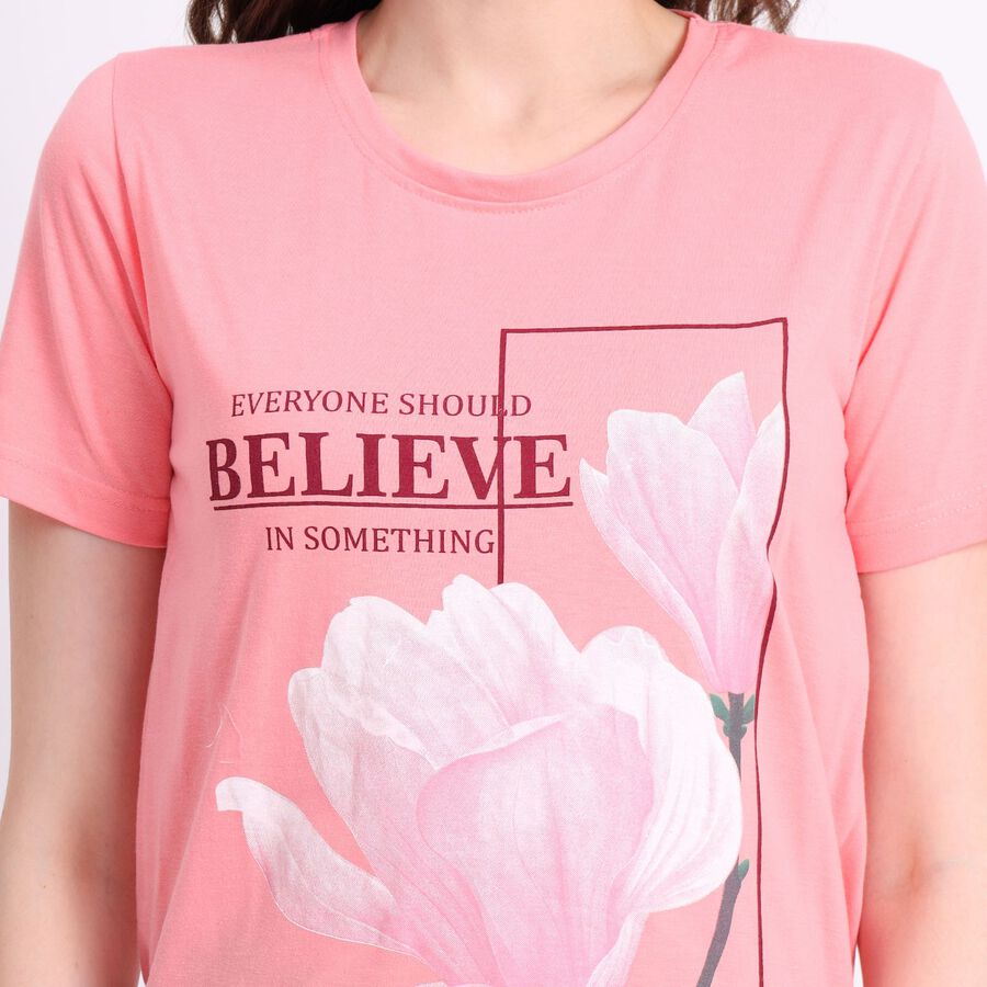 Ladies' Round Neck T-Shirt, Pink, large image number null