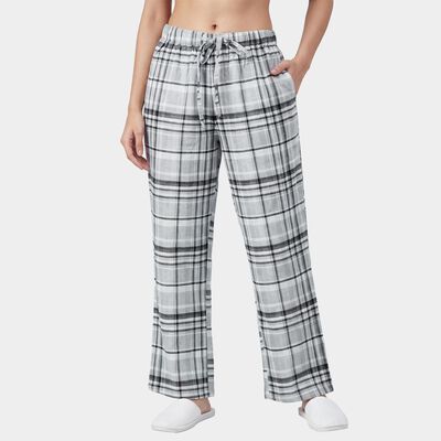 Women's Light Grey Regular-fit Heart Printed Pyjama