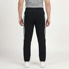 Men's Black Slim Fit Side-Striped Track Pants, काला, small