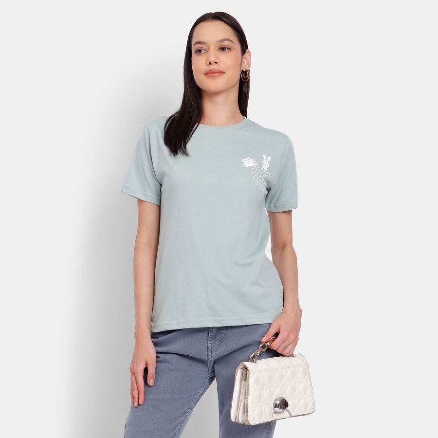 Ladies' Round Neck T-Shirt, हल्का हरा, large image number null