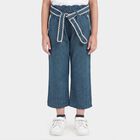 Girls' Light Blue Wide Leg Tie-Up Jeans, हल्का नीला, small