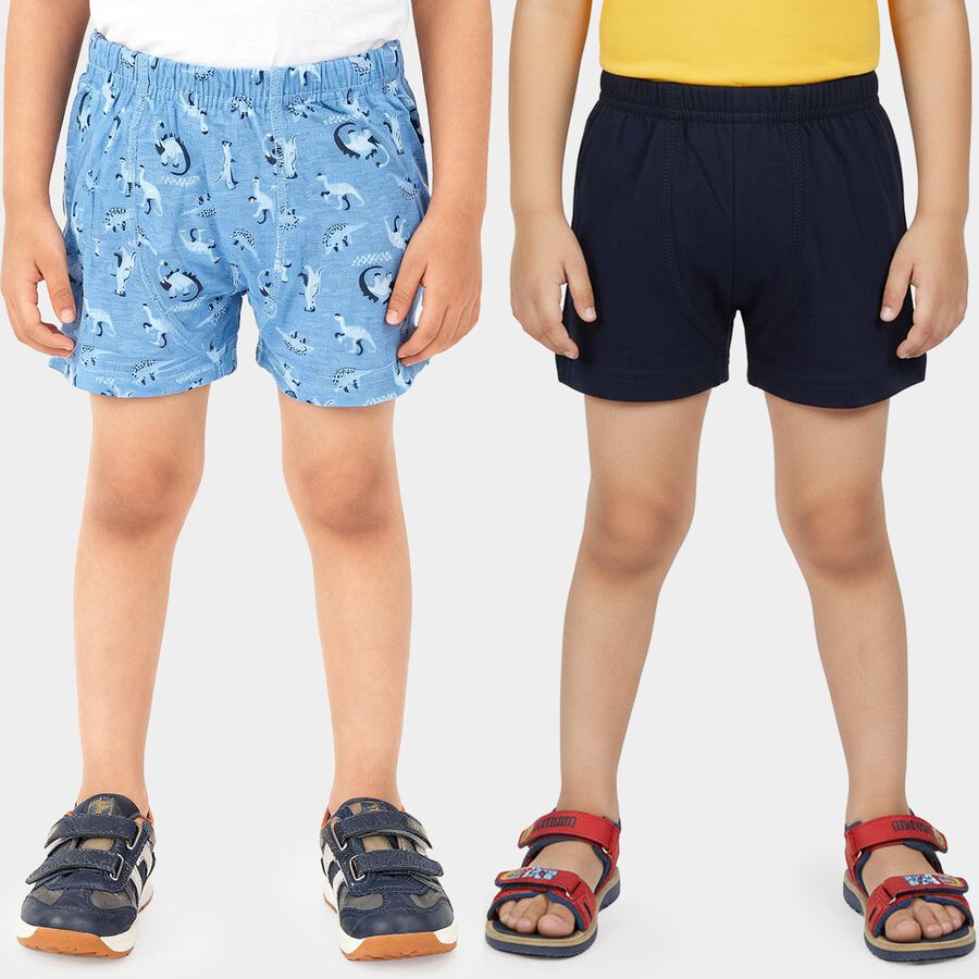 Boys' Blue and Navy Cotton Printed and Solid Briefs, Navy Blue, large