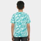 Boys Light Blue Cotton Round Neck Casual T-Shirt, हल्का नीला, small