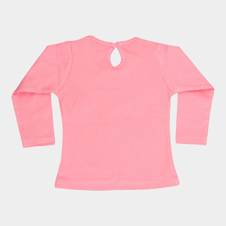 Infants Cotton Round Neck T-Shirt, Pink, large image number null