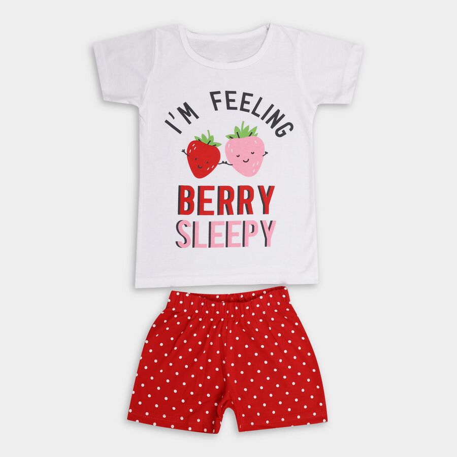 Girls' Night Suit, White, large image number null