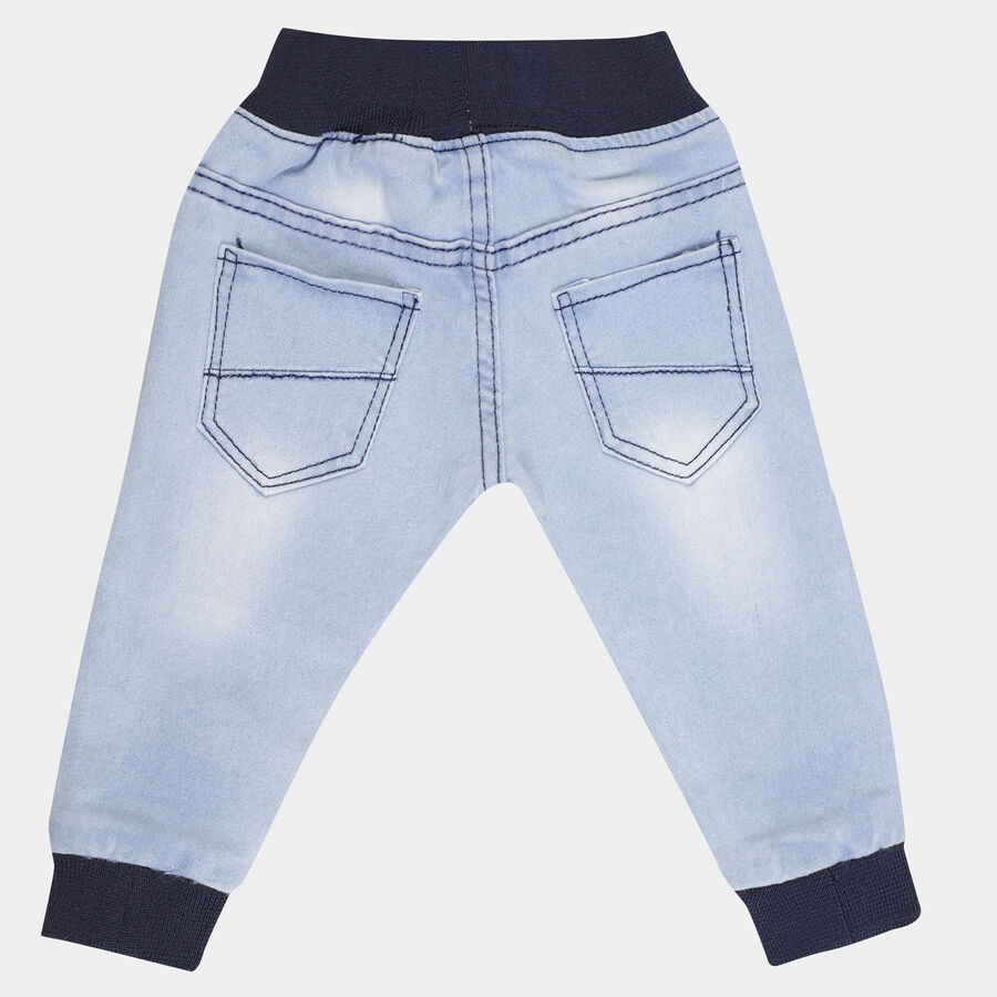 Infants Heavy Wash with Embroidery Rib Waist Jeans, Light Blue, large image number null